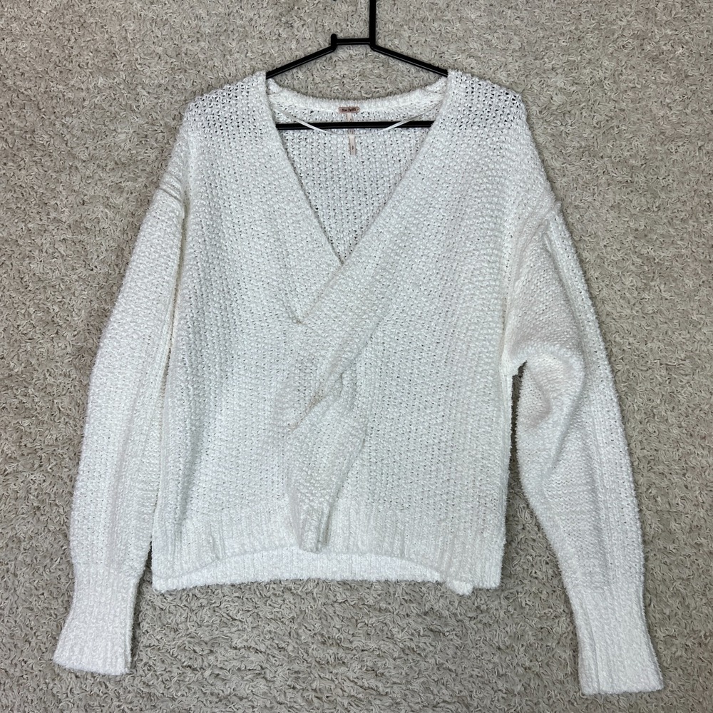 Free People Coco Sweater Womens Small White Knit Braided Front‎
